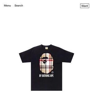 Bape Black T-Shirt with Iconic Plaid Ape Design